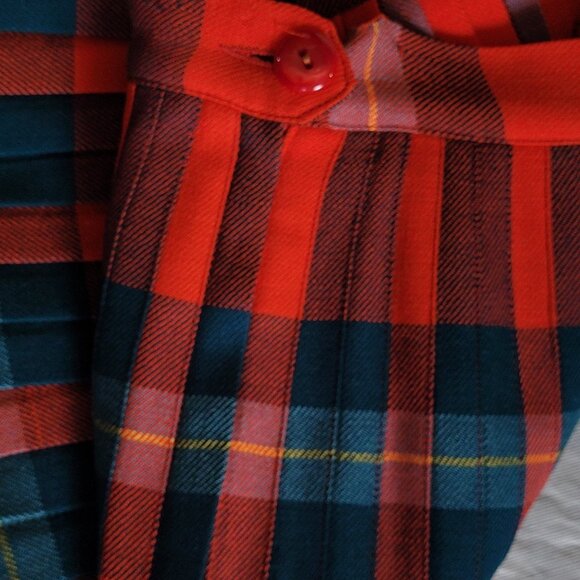 Suzanne Vintage Plaid Pleated Skirt Girls 12 CND 10 US Waist 24" Cabincore - Picture 8 of 10